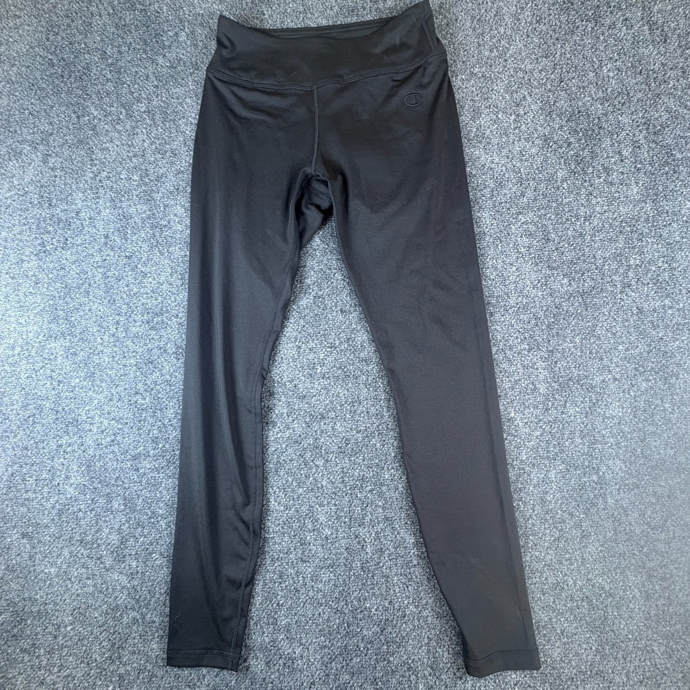 Champion Athletic Leggings Womens 28x25 Black Logo Stretch High Waisted Yoga